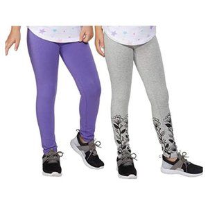 Girls' Full-Length Leggings, Flowers, 2-Pack Large